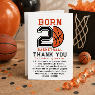 Cartão De Agradecimento Festa de 2º Aniversário Born 2 Ball Basquete