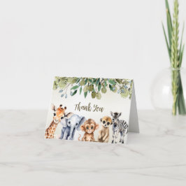 Cartão De Agradecimento Festa de Animais de Safari da Selva Tropical Folha