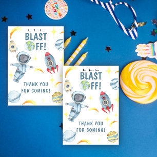 Cartão De Agradecimento Festa de Aniversário Astronauta Espacial