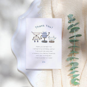 Cartão De Agradecimento Festa de aniversário Azul Robot