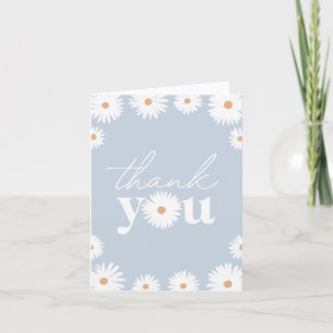 Cartão De Agradecimento Festa de aniversário Blue Boho Daisy