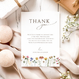 Cartão De Agradecimento Festa de Aniversário Colorida de Flores Selvagens 