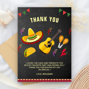 Cartão De Agradecimento Festa de Aniversário Colorida Mexicana