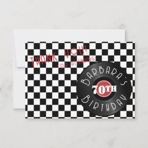 Cartão De Agradecimento Festa de Aniversário com Tema Rock N Roll de Tocad