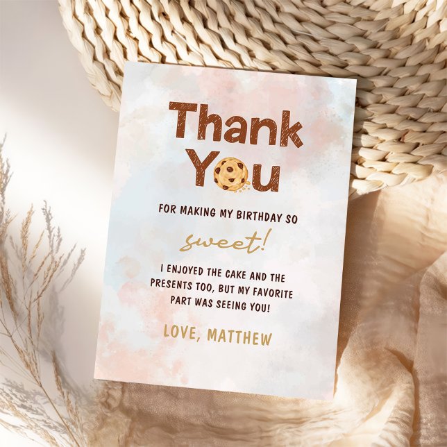 Cartão De Agradecimento Festa de aniversário Cookie Boy (Criador carregado)