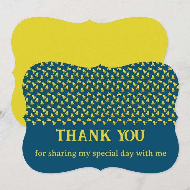 Cartão De Agradecimento Festa de Aniversário Cowboy  (Frente/Verso)