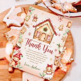 Cartão De Agradecimento Festa de Aniversário da Casa de Biscoito de Gengib