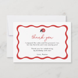 Cartão De Agradecimento Festa de aniversário Da Menina Ladybug Obrigado