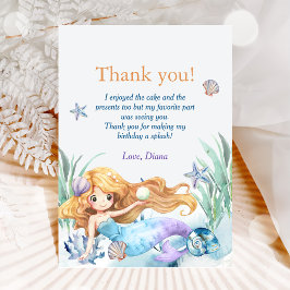 Cartão De Agradecimento Festa de aniversário da Sereia