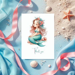 Cartão De Agradecimento Festa de Aniversário da Sereia Náutica