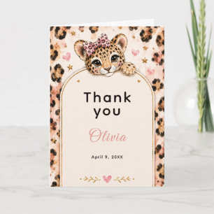 Cartão De Agradecimento Festa de Aniversário de 12 anos do Leopardo Selvag