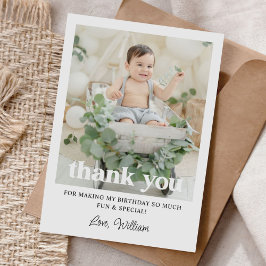 Cartão De Agradecimento Festa de Aniversário de 1 Ano com Foto Personaliza