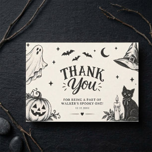 Cartão De Agradecimento Festa de Aniversário de 1 Ano com Tema Halloween A