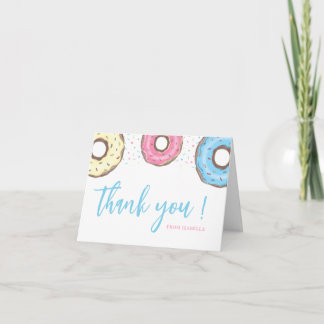 Cartão De Agradecimento Festa de Aniversário de 1 Ano Doce Donut com Granu