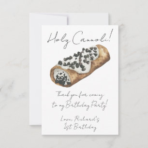 Cartão De Agradecimento Festa de Aniversário de 1 ano Watercolor Cannoli