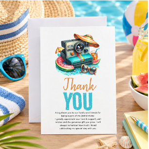 Cartão De Agradecimento Festa de Aniversário de 2 anos na Piscina de Verão
