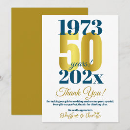 Cartão De Agradecimento Festa de Aniversário de 50 Anos de Casamento Agrad