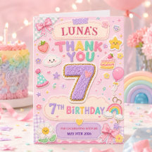 Festa de Aniversário de 7 Anos Menina Arco-Íris Pa