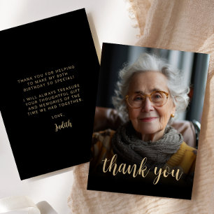 Cartão De Agradecimento Festa de Aniversário de 80 Anos com Foto Personali