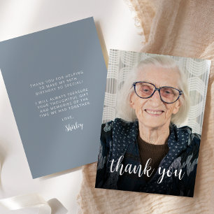 Cartão De Agradecimento Festa de Aniversário de 90 anos com Foto Personali