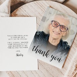 Cartão De Agradecimento Festa de Aniversário de 90 Anos com Foto Personali