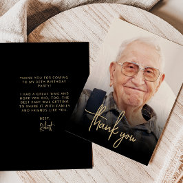 Cartão De Agradecimento Festa de aniversário de 90 de Script Dourado Perso