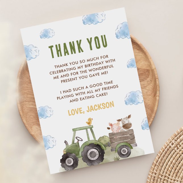 Cartão De Agradecimento Festa de Aniversário de Animais da Fazenda (Criador carregado)