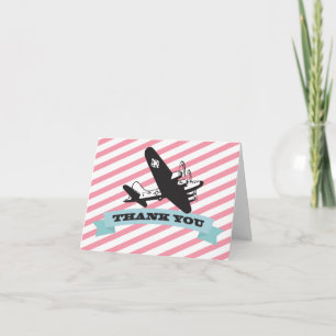 Cartão De Agradecimento Festa de aniversário de avião retrorreflector Obri
