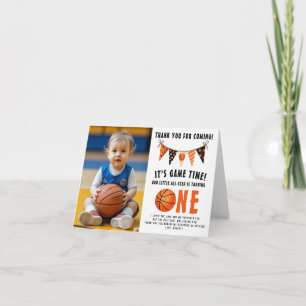 Cartão De Agradecimento Festa de Aniversário de Basquete 1 ano