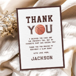 Cartão De Agradecimento Festa de Aniversário de Basquetebol Infantil Aquar