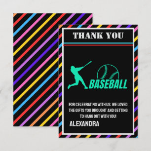 Cartão De Agradecimento Festa de Aniversário de Beisebol, Jogadora de Beis