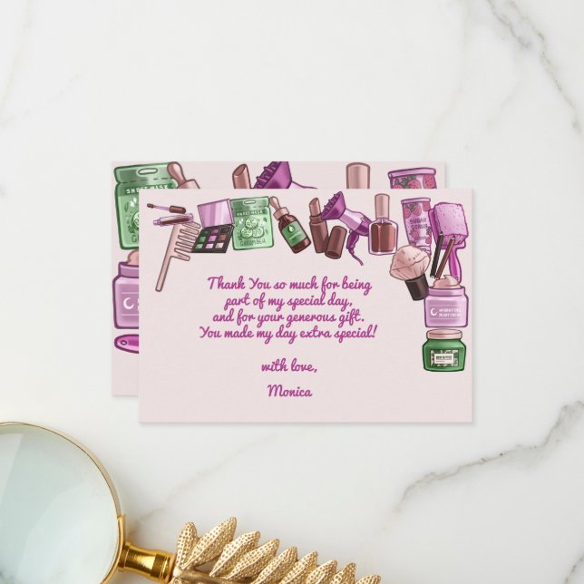 Cartão De Agradecimento Festa de aniversário de beleza spa (Frente/Verso In Situ)