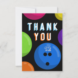 Cartão De Agradecimento Festa de Aniversário de Bowling Cosmic Bowling Neo