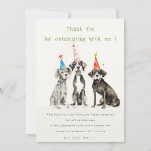 Cartão De Agradecimento Festa de Aniversário de Cachorro Infantil com Aqua