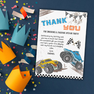 Cartão De Agradecimento Festa de aniversário de caminhão monstro crianças