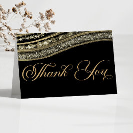 Cartão De Agradecimento Festa de Aniversário de Casamento em Ágata Preta e