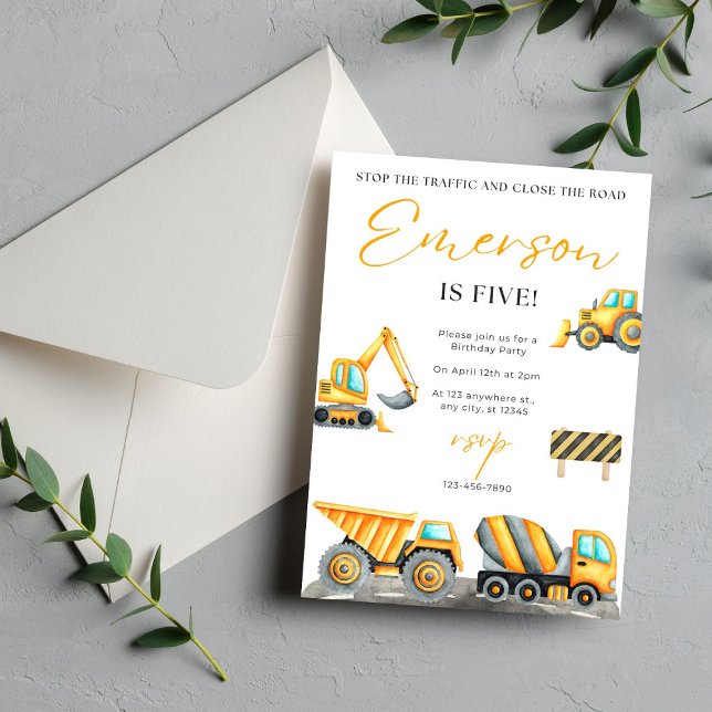 Cartão De Agradecimento Festa de aniversário de construção (Criador carregado)