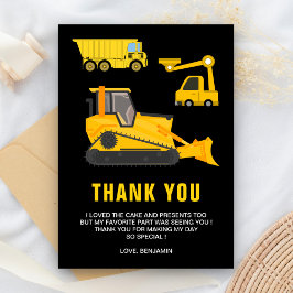 Cartão De Agradecimento Festa de aniversário de Construção de Caminhão