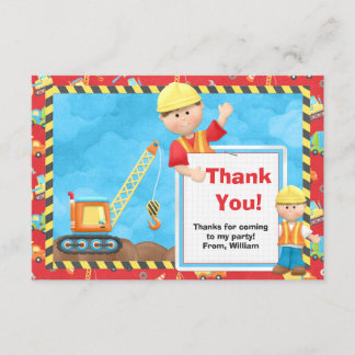 Cartão De Agradecimento Festa de Aniversário de Construção Obrigado