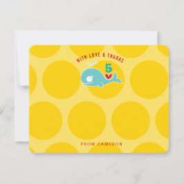 Cartão De Agradecimento Festa de Aniversário de Criança com Baleia Cartoon