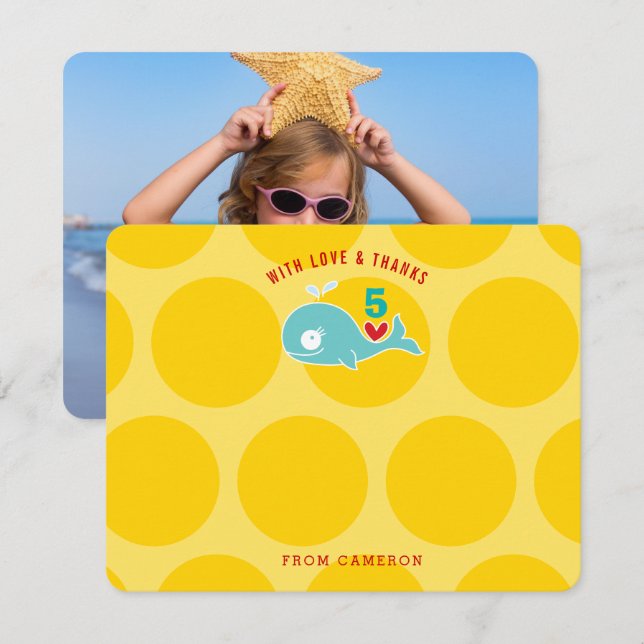 Cartão De Agradecimento Festa de Aniversário de Criança com Foto de uma Ba (Frente/Verso)