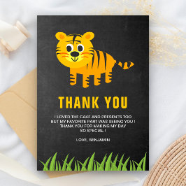 Cartão De Agradecimento Festa de Aniversário de Crianças do Tigre Fofo
