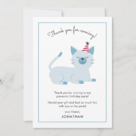 Cartão De Agradecimento Festa de Aniversário de Crianças Gatinho Fofo