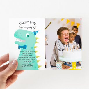 Cartão De Agradecimento Festa de Aniversário de Dinossauro Foto Personaliz