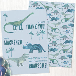 Cartão De Agradecimento Festa de Aniversário de Dinossauro Obrigado