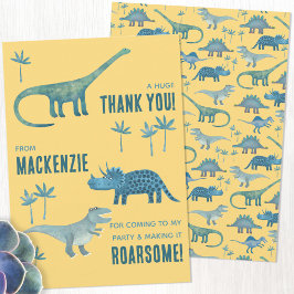 Cartão De Agradecimento Festa de aniversário De Dinossauro Obrigado