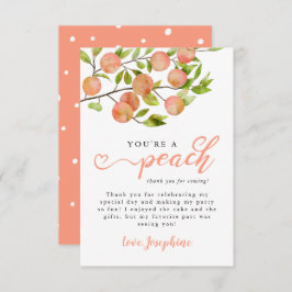 Cartão De Agradecimento Festa de Aniversário de Fruta Pêssego Rústico