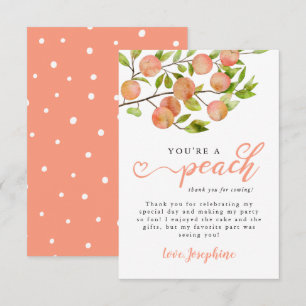 Cartão De Agradecimento Festa de Aniversário de Fruta Pêssego Rústico