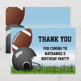 Cartão De Agradecimento Festa de Aniversário de Futebol Americano/ Capacet