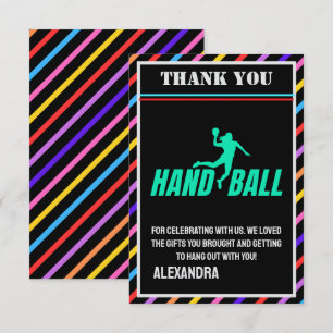 Cartão De Agradecimento Festa de Aniversário de Handebol, Jogadora de Hand